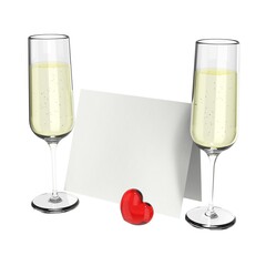 Glasses Of Champagne With Greeting Card