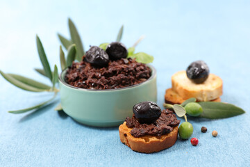 black olive spread with bread toast