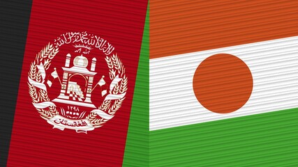 Niger and Afghanistan Two Half Flags Together Fabric Texture Illustration
