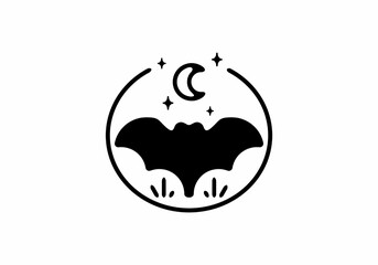 Bat in circle line art illustration