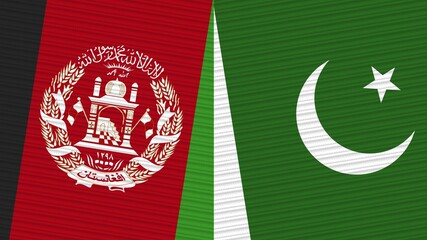 Pakistan and Afghanistan Two Half Flags Together Fabric Texture Illustration