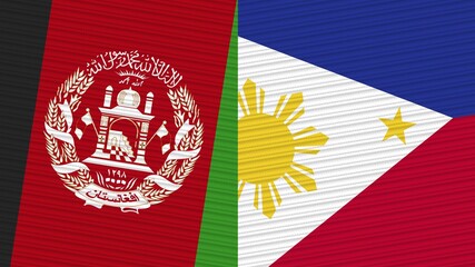 Philippines and Afghanistan Two Half Flags Together Fabric Texture Illustration