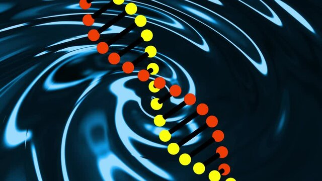Animation of dna strand over liquid background
