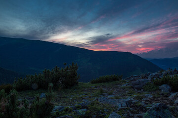 sunset in the Carpathian mountains