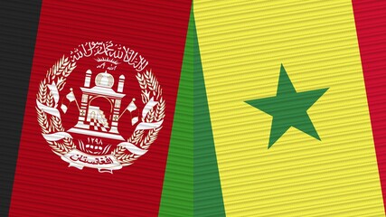 Senegal and Afghanistan Two Half Flags Together Fabric Texture Illustration