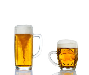 Storm in Mug with fresh beer and cap of foam isolated on white background