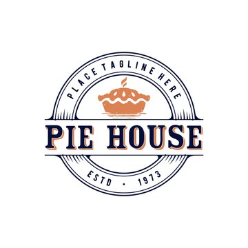 Pie Bakery House Vintage Badge Emblem Stamp Logo Design Vector Image