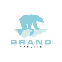 Obraz premium Polar Bear Walking on Iceberg Logo Design Vector Image