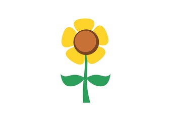 Sunflower with leaf flat icon illustration