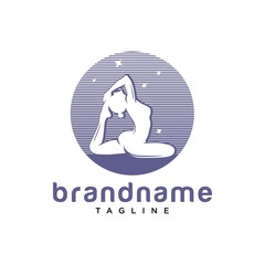 Yoga Pose Logo Design Vector Image