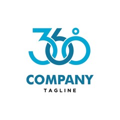 360 Degrees Cool Numeric Logo Design Vector Image