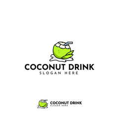 Logo cococnut drink, coconut beer, coconut time, coconut cream illustration simple design