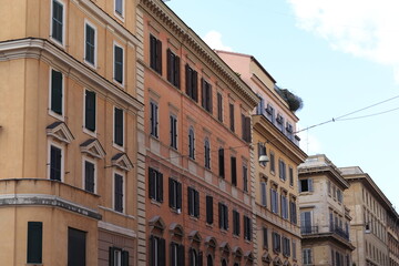 Fototapeta na wymiar Rome Prati District Traditional and Colorful Building Facades, Italy