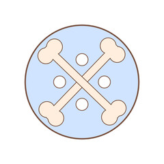 Decorative button design with crossbones for clothing and craft. Vector template for making sewing hole buttons of metal, plastic and wood.