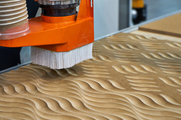 Processing of panels on the coordinate-milling woodworking machine with CNC.
