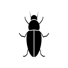 Silhouette of a beetle of the Coleoptera family on a white background.