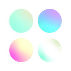 Set of Colorful Holographic Gradient Badges. Abstract backgrounds. Modern Vector Illustration. Holographic Fluid with Gradient Mesh. Retro Style. Pearlescent Graphic. Social Media Template.