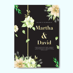 Wedding invitation card with flowers and leaves 