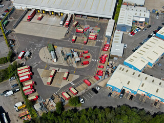 An aerial view of a Royal mail sorting depot