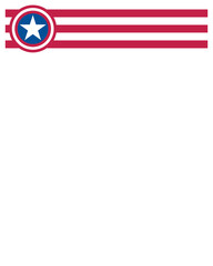 American flag symbols ribbon divider frame border with empty space for text.	
