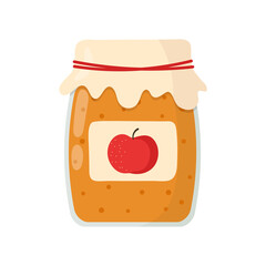 Homemade apple jam isolated on white background. Vector illustration