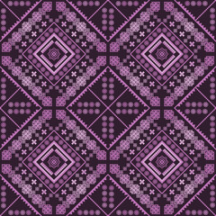 antique geometric purple flower seamless in black background for fabric