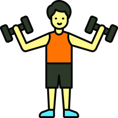 person lifting dumbbell Concept,  Vector Color Icon Design, Everyday life Symbol, Daily Workout Routine life Sign, Activities of daily living Stock, healthy morning habits illustration