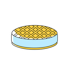 Vector ice cream in a flat style with black linear outline. Design element for menu, congratulations, print on fabric, web design.