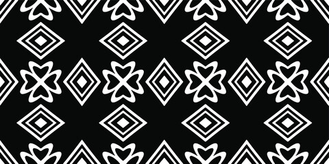  floral seamless pattern background.Geometric ornament for wallpapers and backgrounds. Black and white pattern.