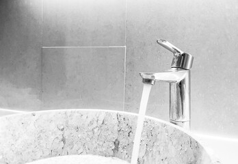 Close up old Stainless steel Chrome tap bathroom and dust on the surface do not clean with open and...