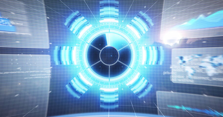 Image of scope scanning, statistics recording and data processing on screens