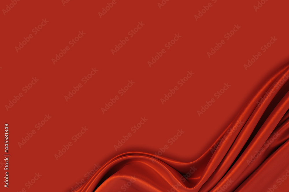Wall mural beautiful elegant wavy dark red satin silk luxury cloth fabric texture with monochrome background de