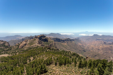 Mountains of Gran Canaria view from the rocks of Roque Nublo