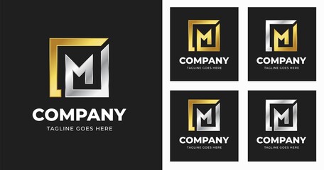 Letter M logo design template with Square shape style