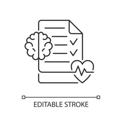 Mental health awareness linear icon. Defeating illness stigma. Emotional, social wellbeing. Thin line customizable illustration. Contour symbol. Vector isolated outline drawing. Editable stroke