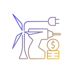 Energy equipment installation price gradient linear vector icon. Windmill repair and maintenance financial expense. Thin line color symbols. Modern style pictogram. Vector isolated outline drawing