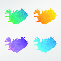 Iceland Low Poly Map Clip Art Design. Geometric Polygon Graphic National Icon. Vector Illustration Symbol.