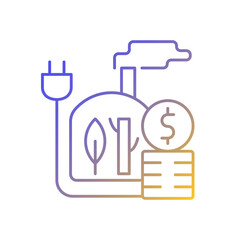 Biomass energy price gradient linear vector icon. Sustainable power consumption cost. Industrial service. Thin line color symbols. Modern style pictogram. Vector isolated outline drawing