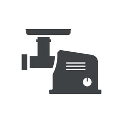 Black filled meat grinder vector icon isolated on white transparent background