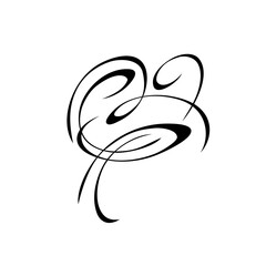 ornament 1865. decorative abstract ornament with curls in black lines on a white background