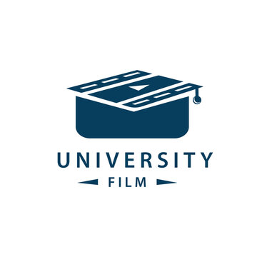 graduation logo cinema movie logo design vector