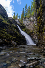 view of the Brakkafallet waterfall in northern Sweden