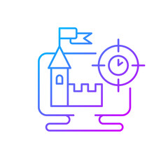 Real time strategy game gradient linear vector icon. Player controling units on digital battleground. Thin line color symbols. Modern style pictogram. Vector isolated outline drawing