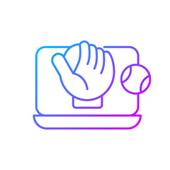 Online baseball games gradient linear vector icon. Different types of simulators to play with friends. Thin line color symbols. Modern style pictogram. Vector isolated outline drawing