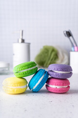 spa treatment. bath bombs in the form of colored cakes. with aromatic oils. bright delicate colors