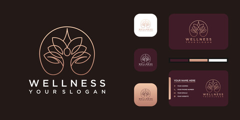 yoga and wellness logo with creative line art.