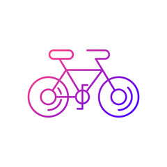 Bicycle gradient linear vector icon. Taiwan cycling travel. Riding round entire world. Asian journey. Thin line customizable illustration. Isolated vector contour symbol for light mode.