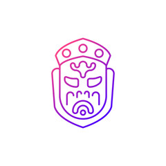 Ghost mask museum gradient linear vector icon. Taipei attractions. Depict disfigured creepy creature item. Thin line customizable illustration. Isolated vector contour symbol for light mode.