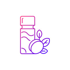 Plum wine gradient linear vector icon. Taiwanese traditional alcohol drink. Asian fruit wine bottle. Umeshu. Thin line customizable illustration. Isolated vector contour symbol for light mode.