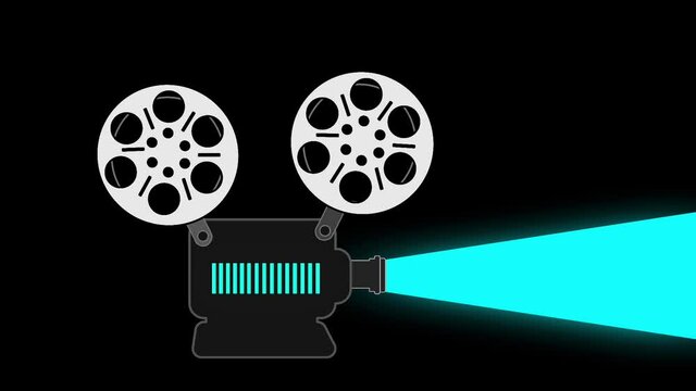 Looping Vintage Movie Projector and Film Reels animation